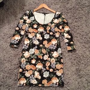 Forever 21 short dress, floral w/ black background